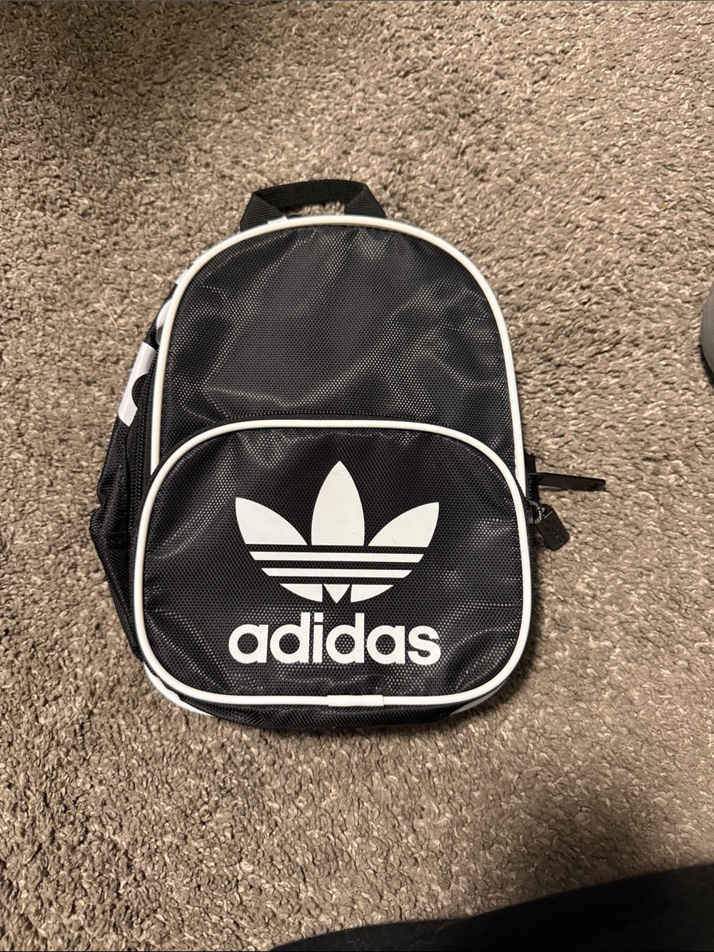 adidas Black Mini Backpack with White Trefoil
